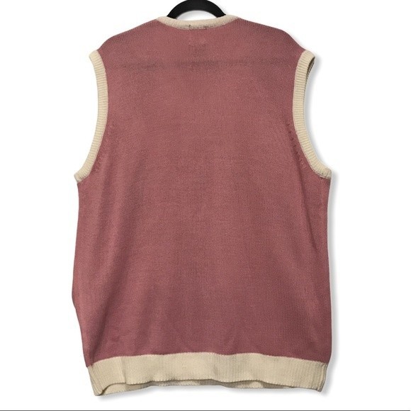 Vintage My Christmas Sweater Pink V Neck Vest Snowflake Print Ivory Size XXL - Picture 11 of 14